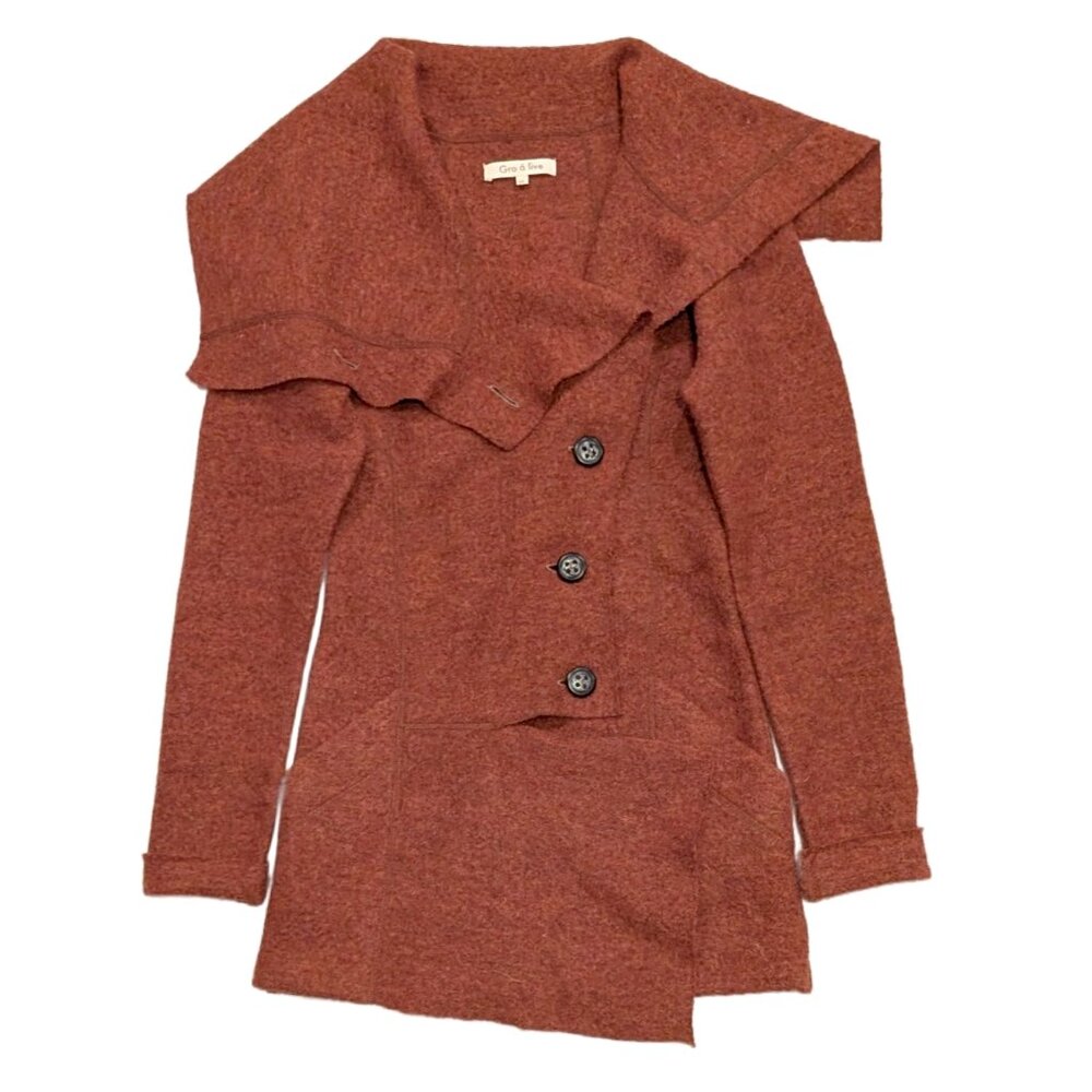 Gro A Live Asymmetric Wool Cardigan Sweater SZ 36